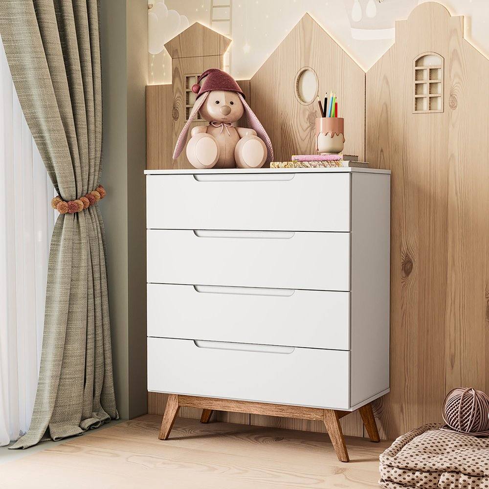 Cômoda com 04 Gavetas Alpi Retrô Branco Olivar